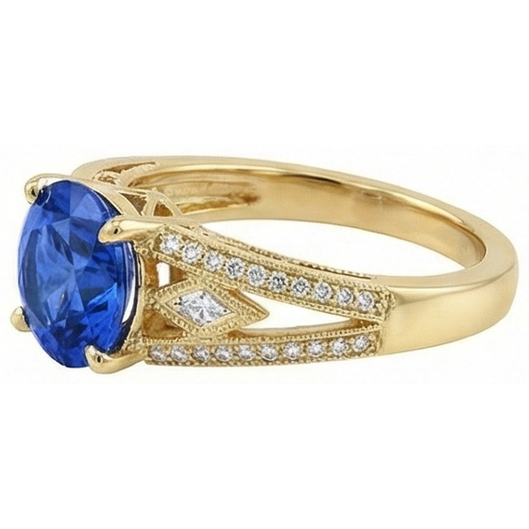 naturel diamant 3.76carats bague angle de côté