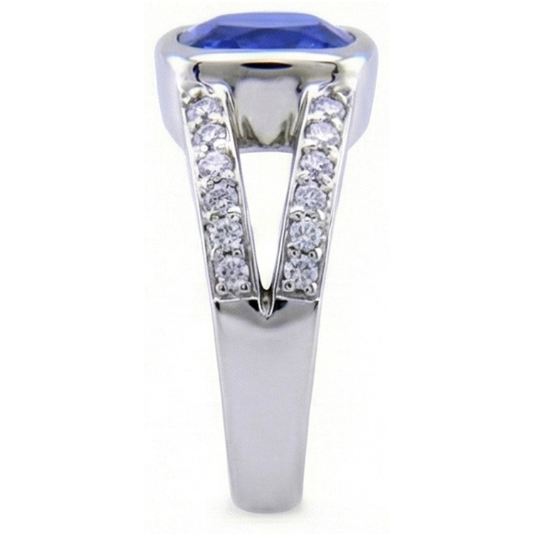 Bague Ceylan Saphir Et Diamants Naturels Extraits des Mines ( et non cultivés en laboratoire ) Or Blanc 14K 4.5 Carats