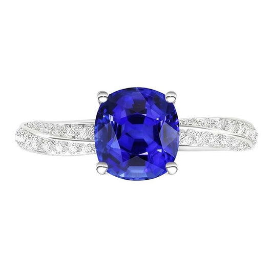 Bague Ceylan Saphir Gemme Double Pavé Diamants 3 Carats