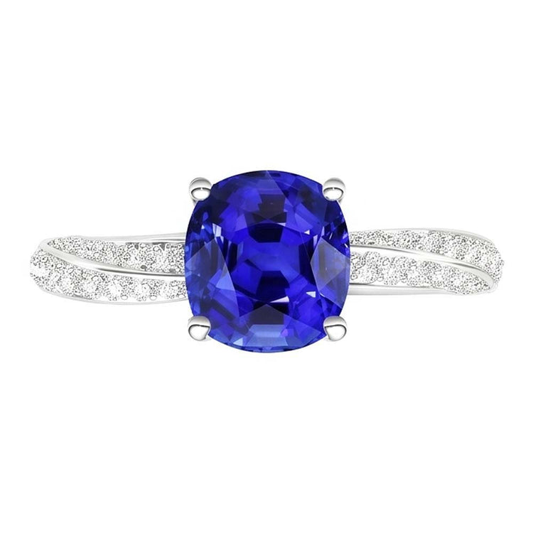 Bague Ceylan Saphir Gemme Double Pavé Diamants 3 Carats