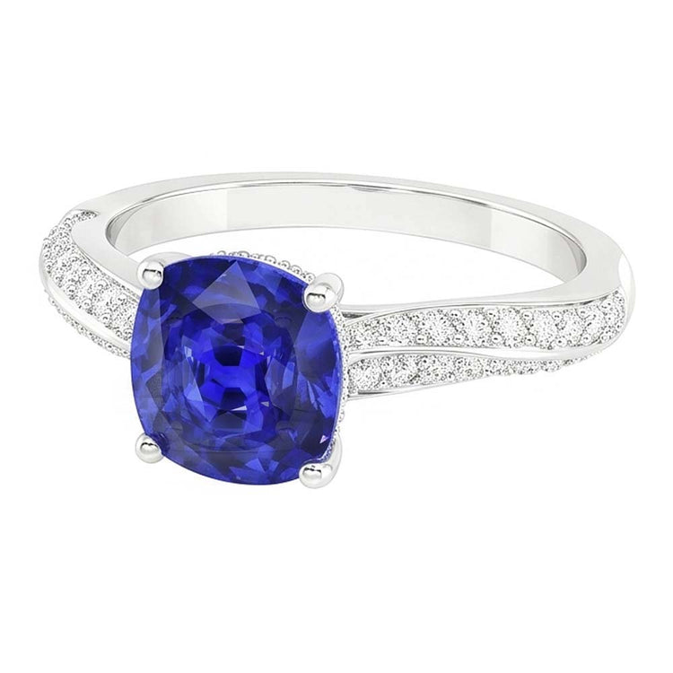 Bague Ceylan Saphir Gemme Double Pavé Diamants 3 Carats
