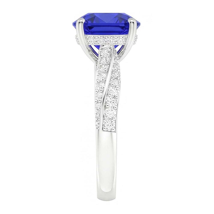 Bague Ceylan Saphir Gemme Double Pavé Diamants 3 Carats