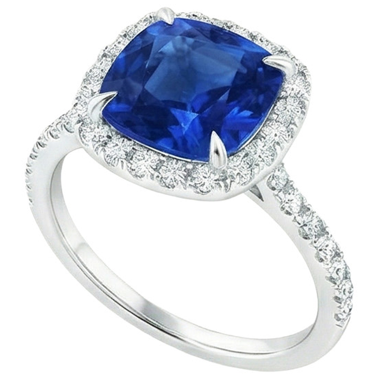 naturel cushion diamant 4carats bague détail rapproché