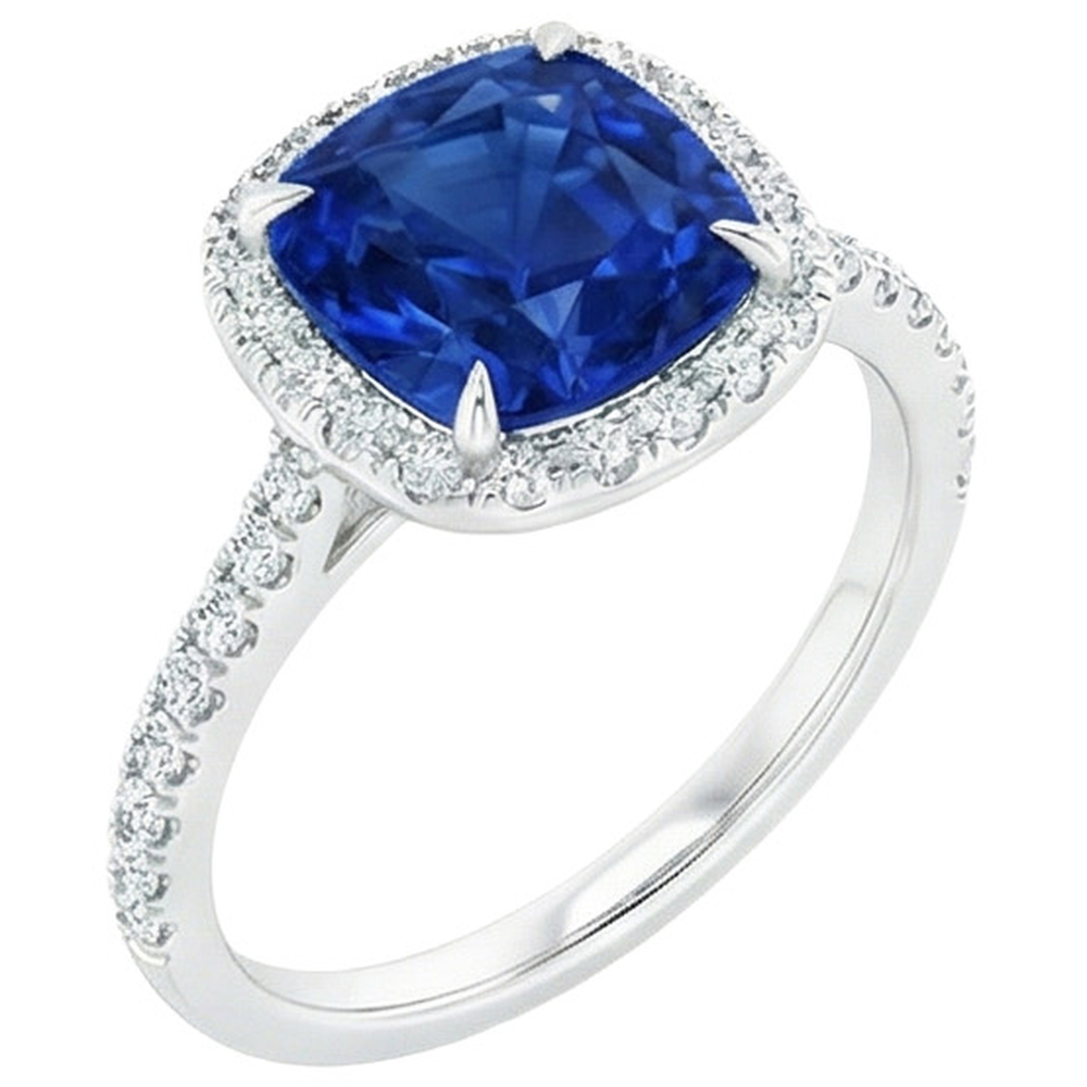 naturel cushion diamant 4carats bague vue de dessus