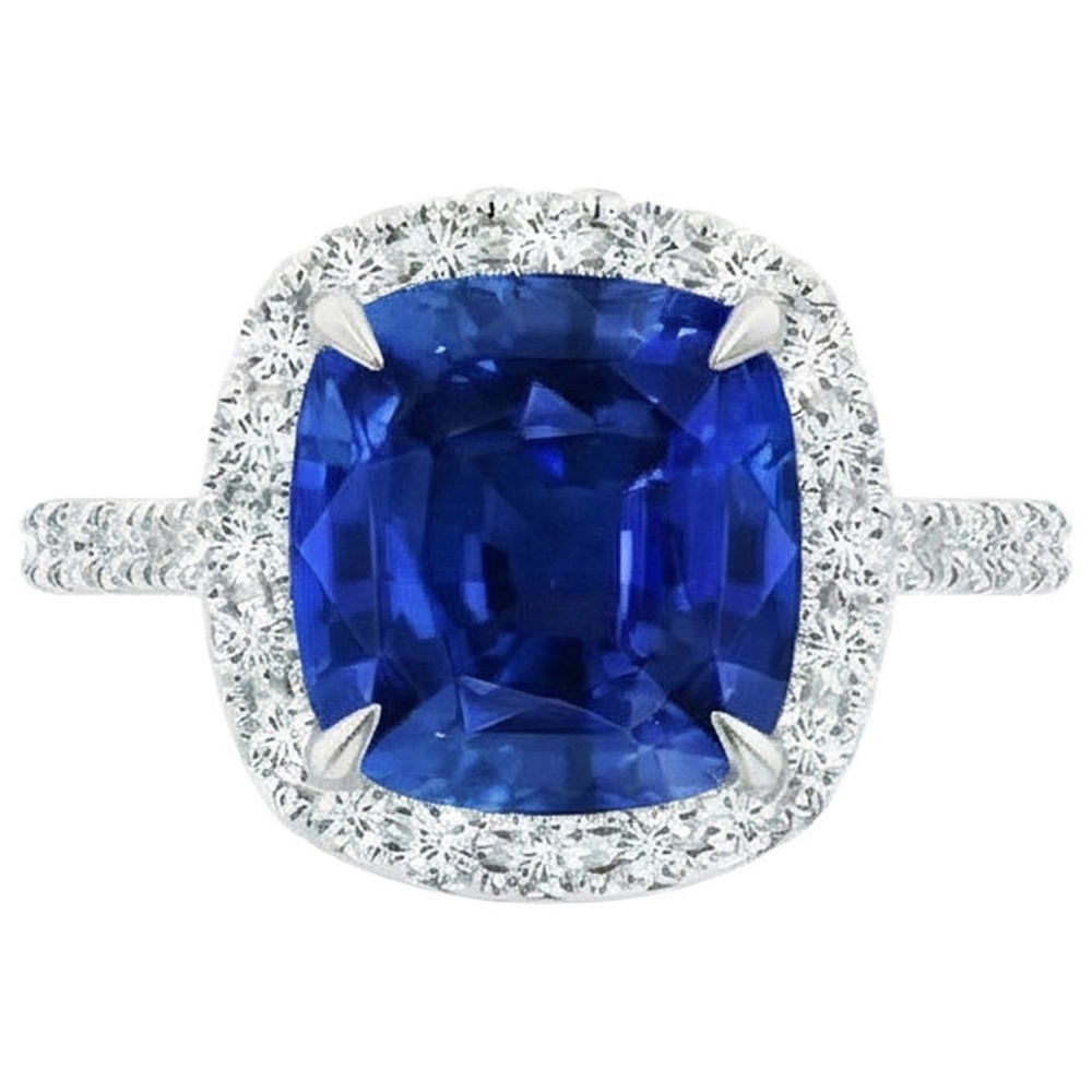 naturel cushion diamant 4carats bague angle de côté