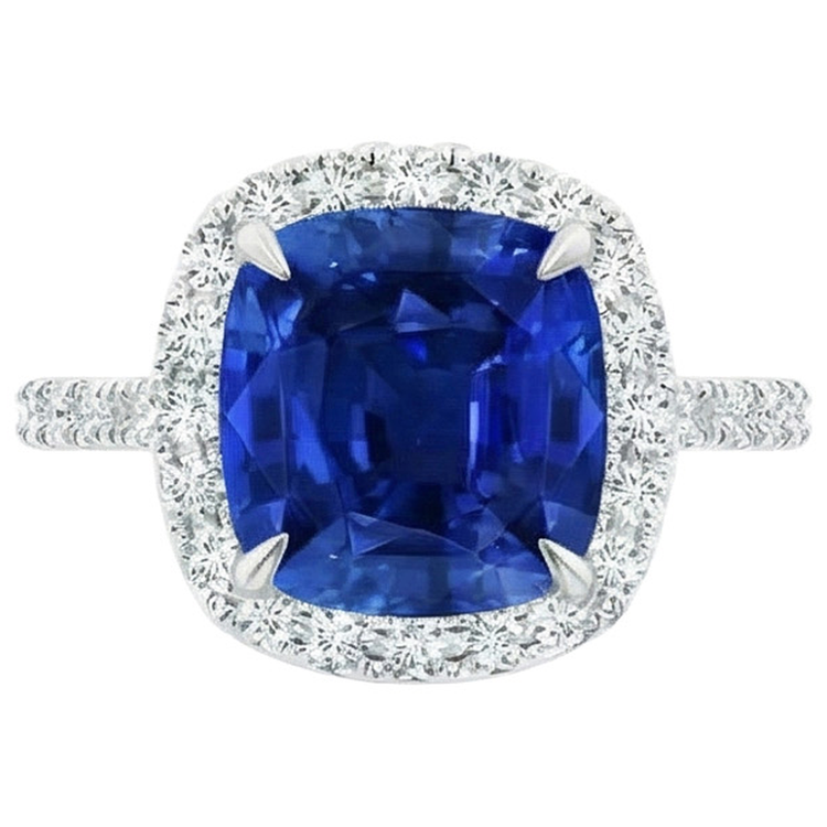 naturel cushion diamant 4carats bague angle de côté