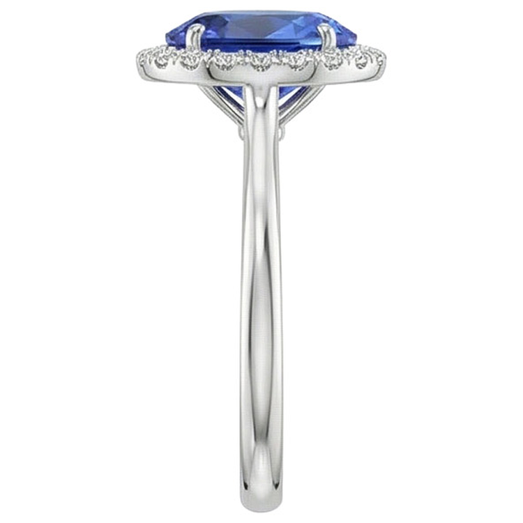 Bague Ceylan Saphir Ovale Avec Diamants Naturels Extraits des Mines ( et non cultivés en laboratoire ) Or Blanc 3 Ct 14K