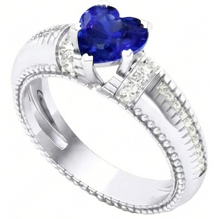 naturel heart diamant 2carats bague vue de face
