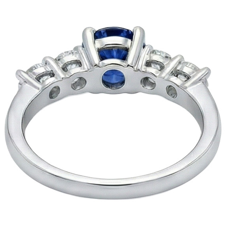Bague Ceylan Saphir & Diamants Naturels Extraits des Mines ( et non cultivés en laboratoire ) Pierres Précieuses 2.90 Carats Or Blanc 14K