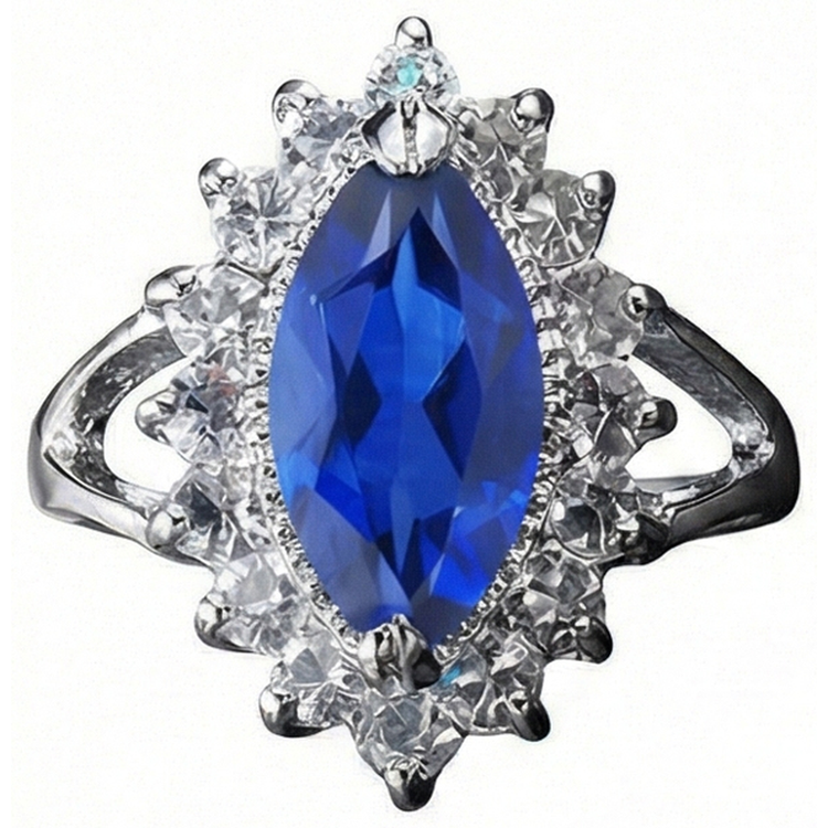 Bague Chère Saphir Marquise Véritable