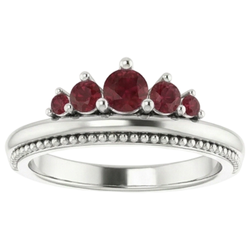 Bague Cinq Pierres 1 Carat Rubis Or Blanc 14K