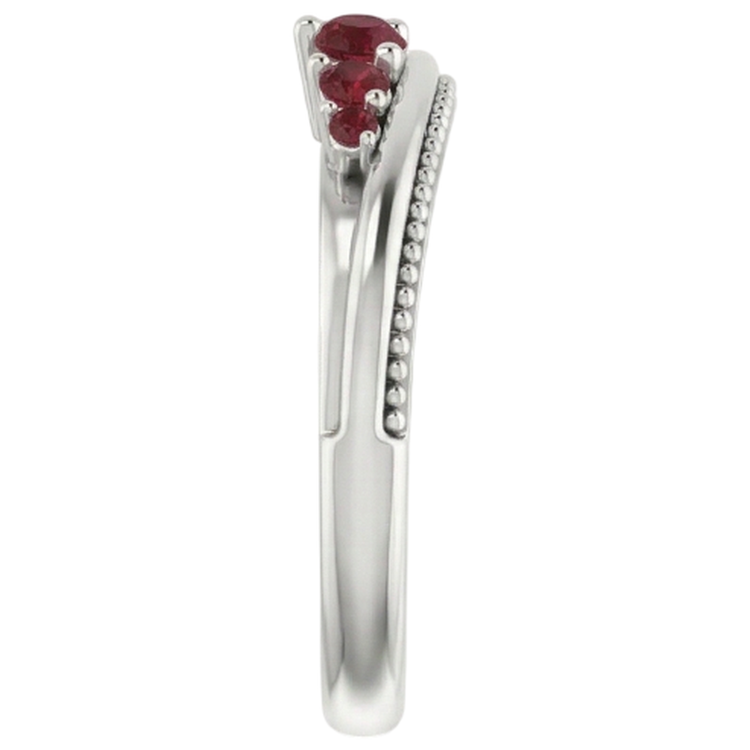 Bague Cinq Pierres 1 Carat Rubis Or Blanc 14K