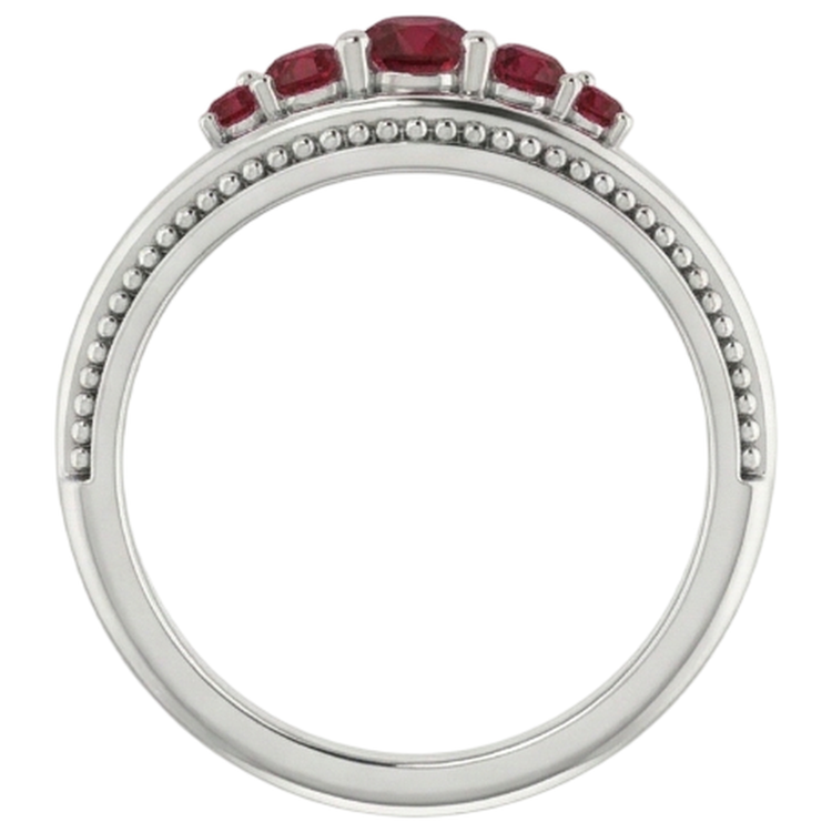 Bague Cinq Pierres 1 Carat Rubis Or Blanc 14K