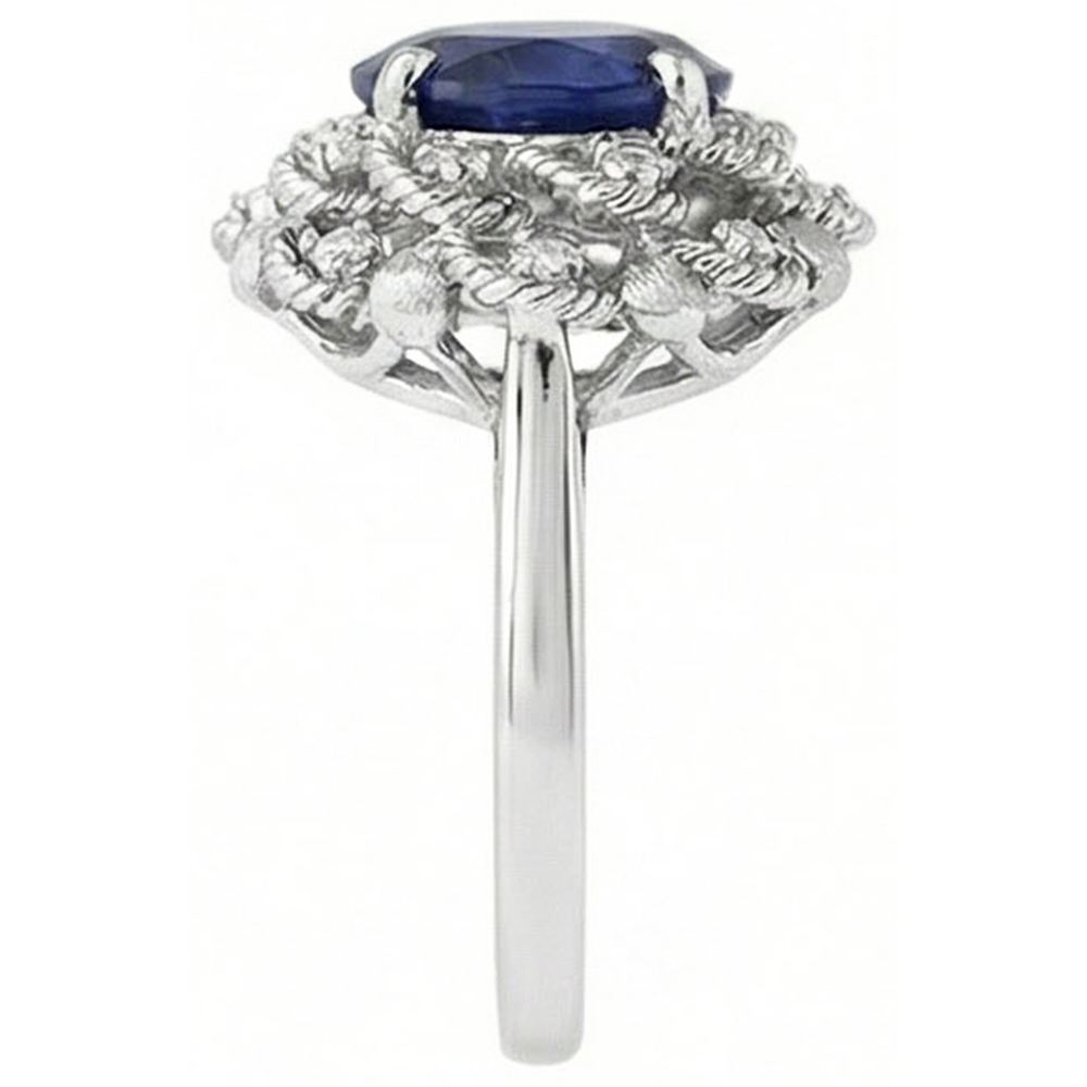 naturel oval saphir 3carats bague vue de dessus