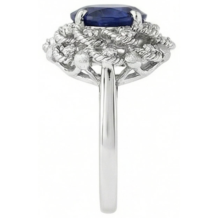 naturel oval saphir 3carats bague vue de dessus