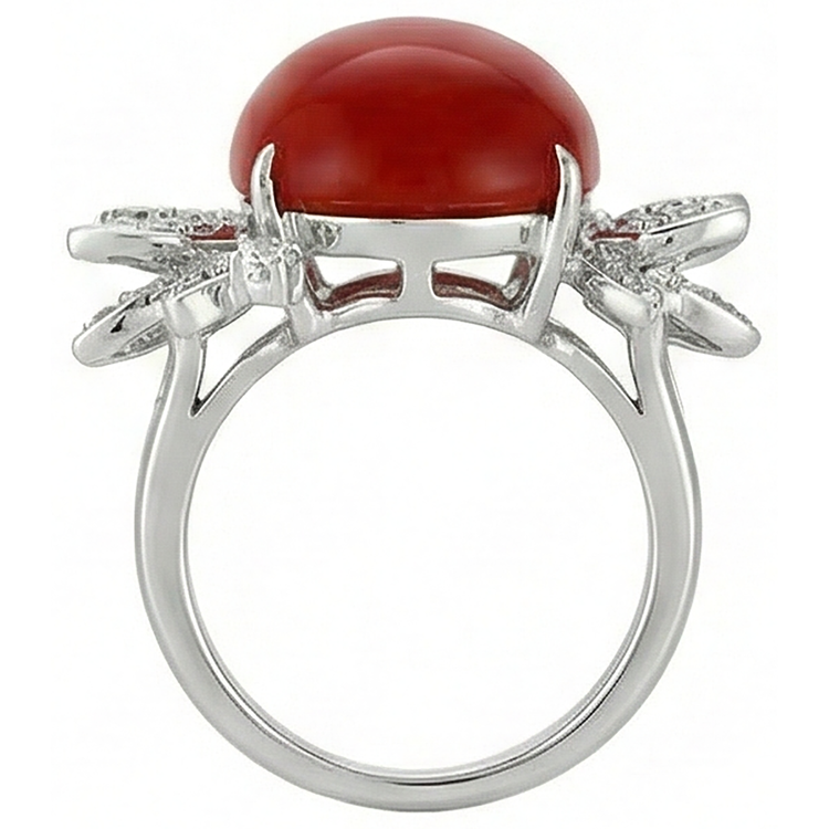 Bague Cocktail Corail Avec Diamant