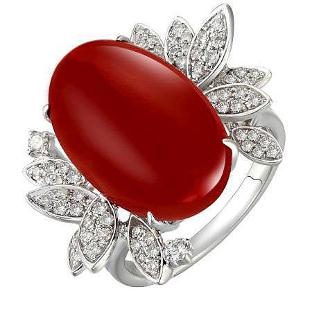 Bague Cocktail Corail Avec Diamant