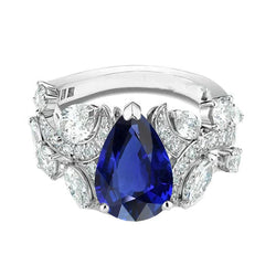 Bague Cocktail Diamant Saphir Bleu