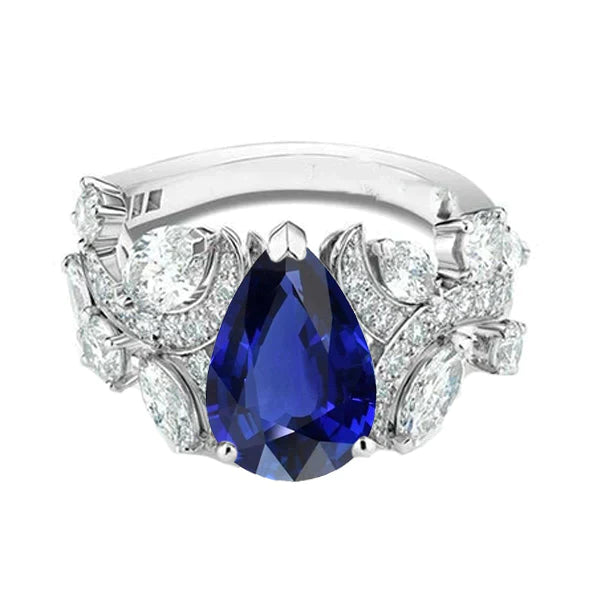 Bague Cocktail Diamant Saphir Bleu