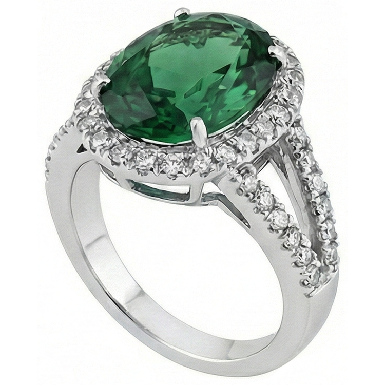 Bague Cocktail Emeraude Vert Et Diamants Naturels Extraits des Mines ( et non cultivés en laboratoire )