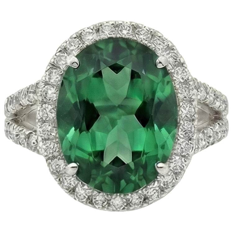 Bague Cocktail Emeraude Vert Et Diamants Naturels Extraits des Mines ( et non cultivés en laboratoire )