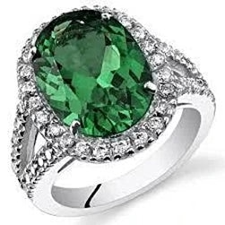 Bague Cocktail Emeraude Vert Et Diamants