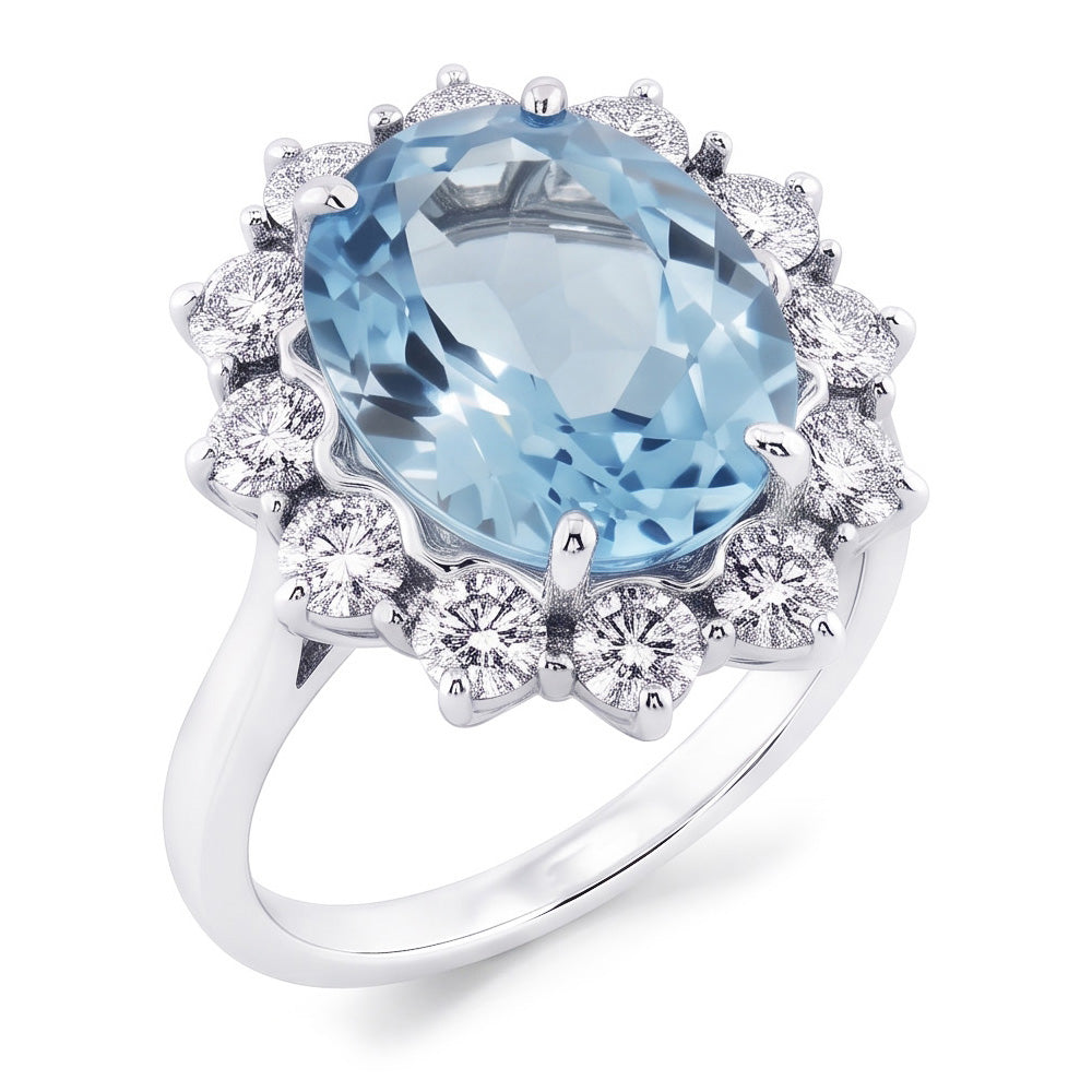 Bague Cocktail Gemme Aigue Marine Bleue