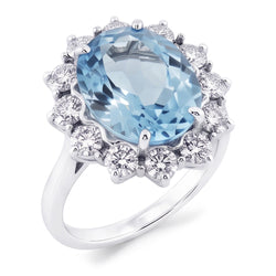 Bague Cocktail Gemme Aigue Marine Bleue