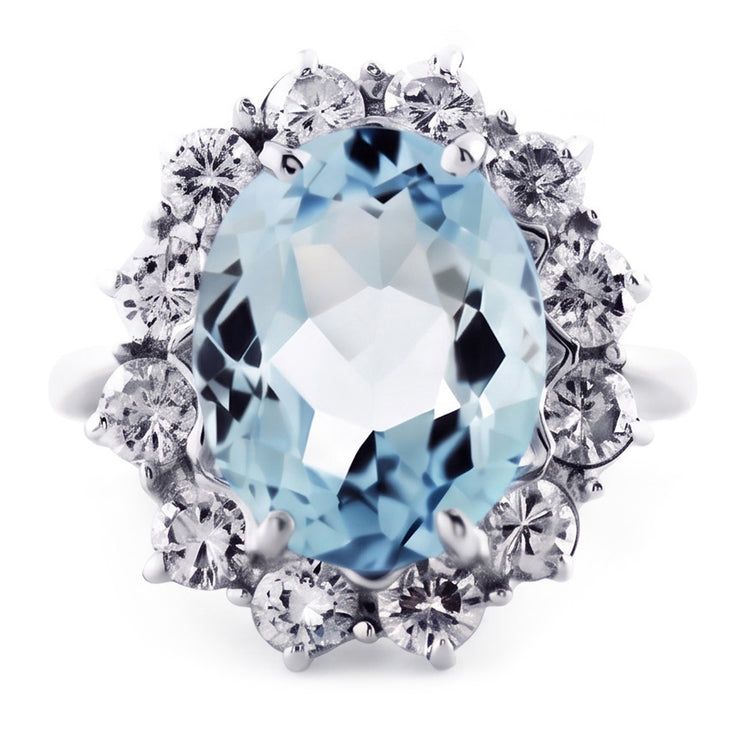 Bague Cocktail Gemme Aigue Marine Bleue