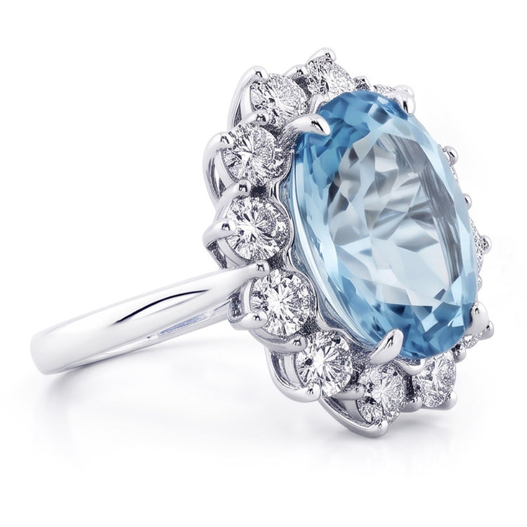 Bague Cocktail Gemme Aigue Marine Bleue