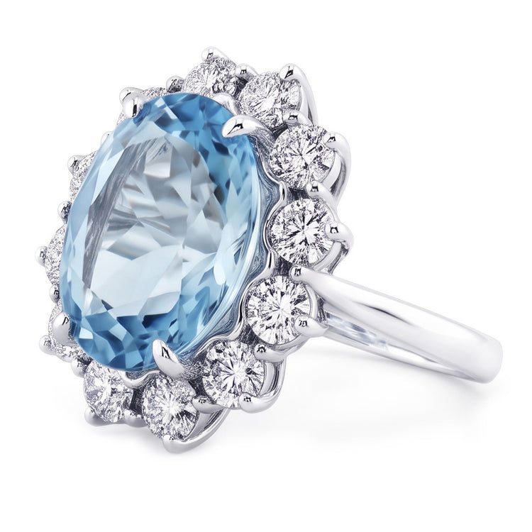 Bague Cocktail Gemme Aigue Marine Bleue