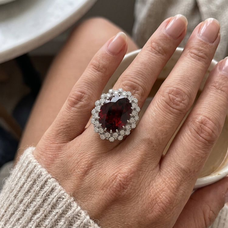 Bague Cocktail Grenat Birthstone