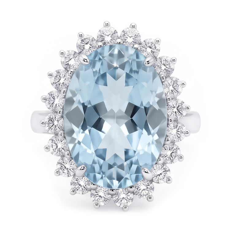 Bague Cocktail Halo Aigue-Marine Ovale
