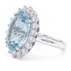 Bague Cocktail Halo Aigue-Marine Ovale
