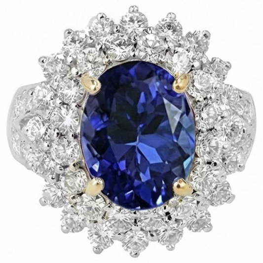 naturel oval tanzanite 14carats bague angle de côté