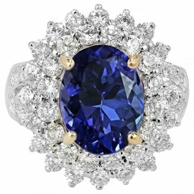 naturel oval tanzanite 14carats bague angle de côté