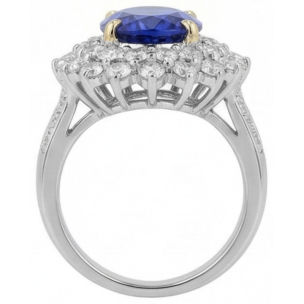 naturel oval tanzanite 14carats bague vue de profil