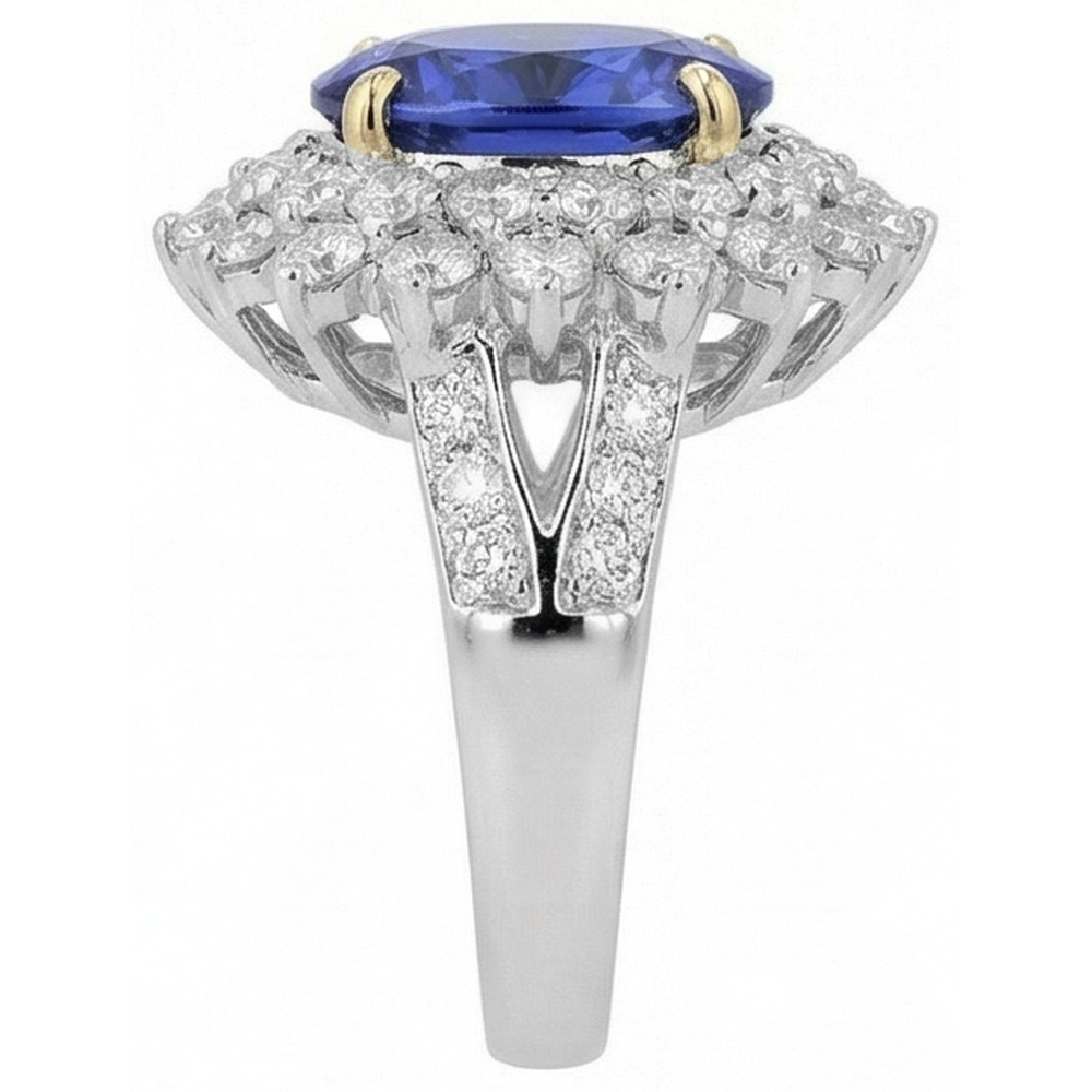 naturel oval tanzanite 14carats bague sur blanc