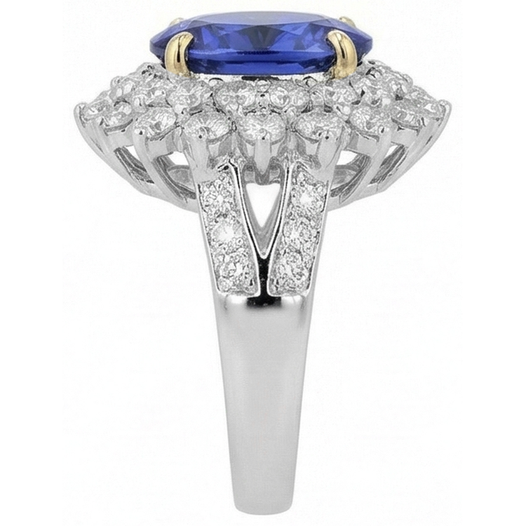 naturel oval tanzanite 14carats bague sur blanc