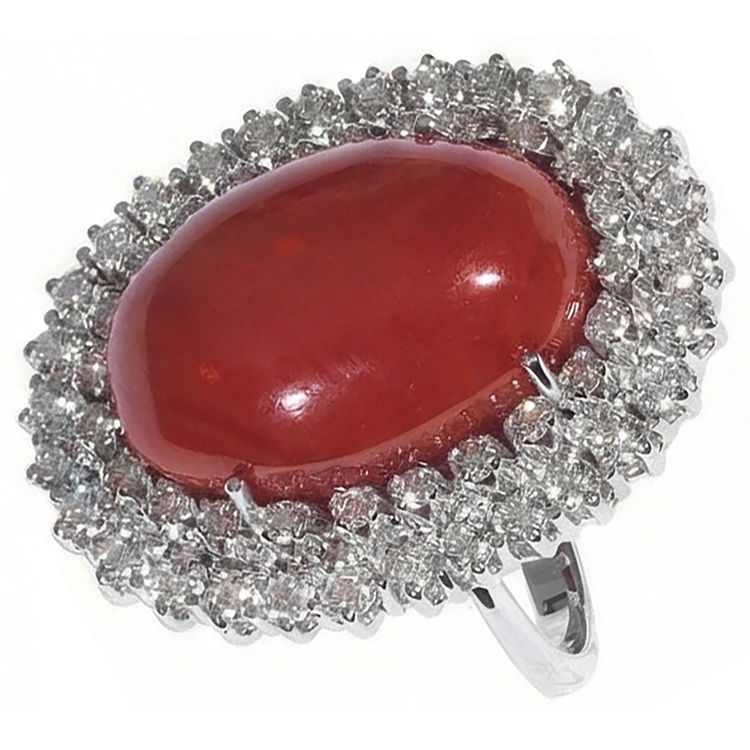 Bague Cocktail Halo Corail Rouge