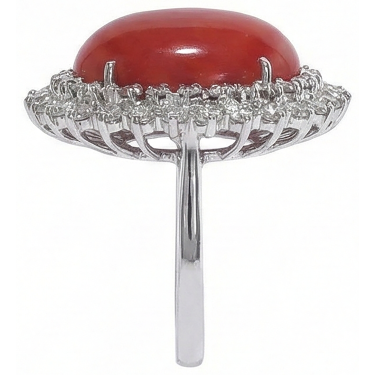 Bague Cocktail Halo Corail Rouge