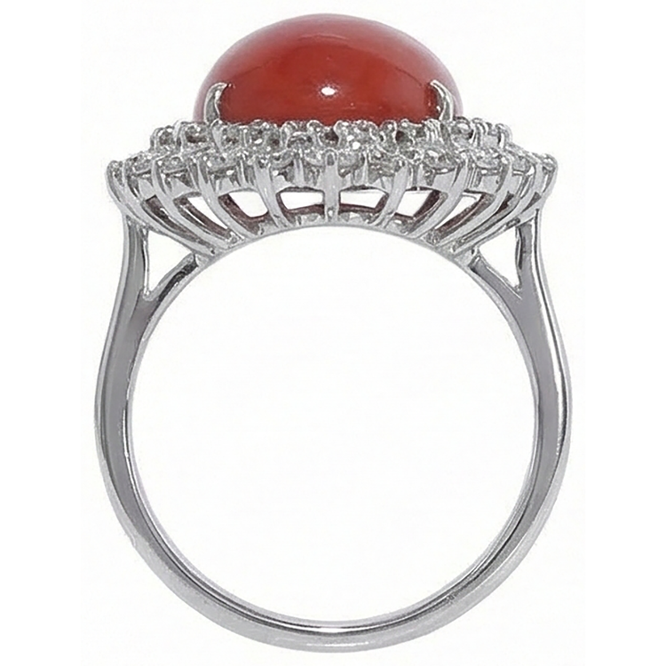 Bague Cocktail Halo Corail Rouge