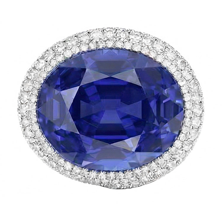 Bague Cocktail Or Saphir Ovale