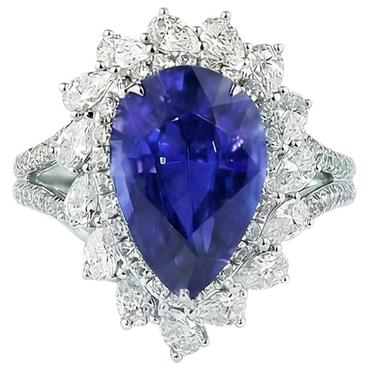 Bague Cocktail Or Saphir Poire