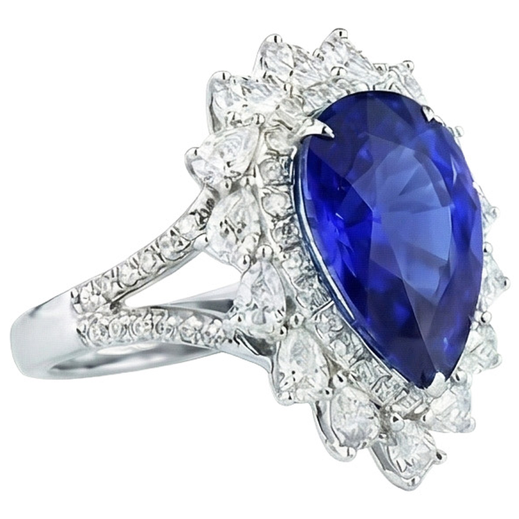 Bague Cocktail Or Saphir Poire