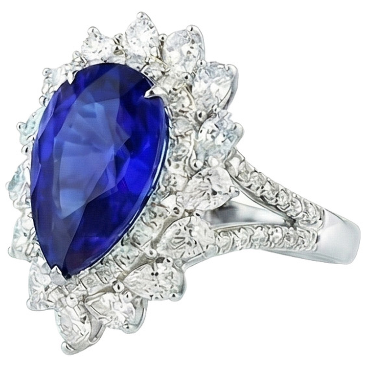 Bague Cocktail Or Saphir Poire