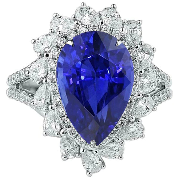 Bague Cocktail Or Saphir Poire