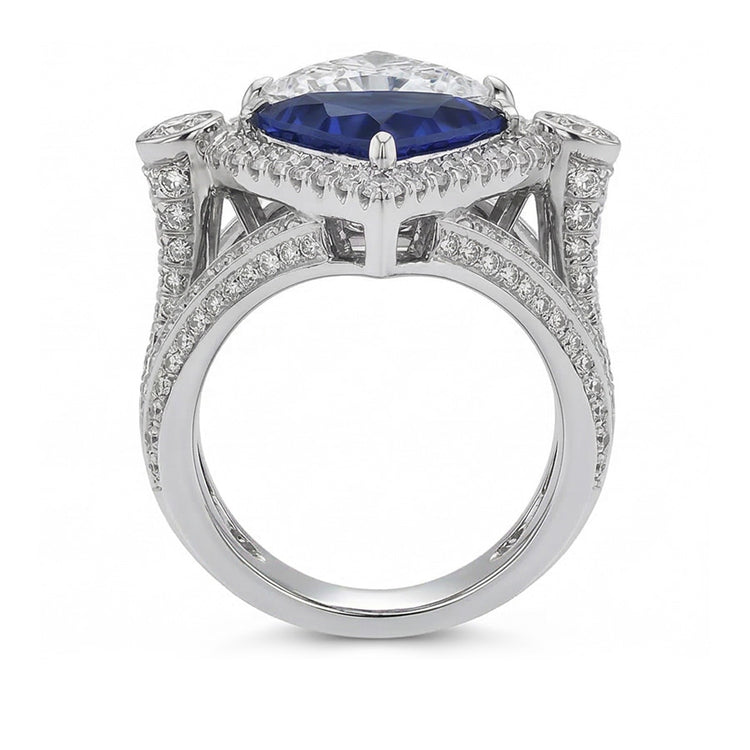 Bague Cocktail Saphir Diamant Trilliant