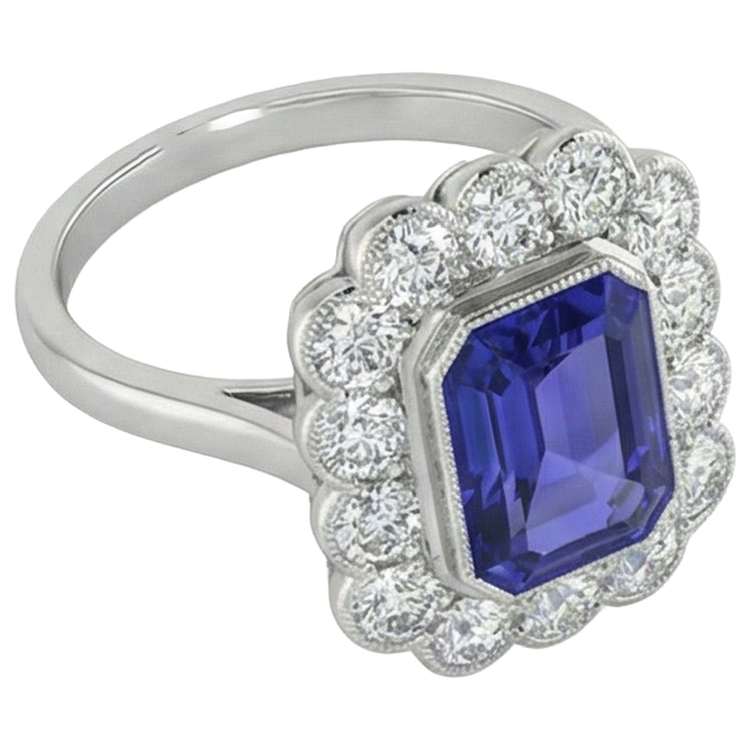 Bague Cocktail Tanzanite Style Vintage