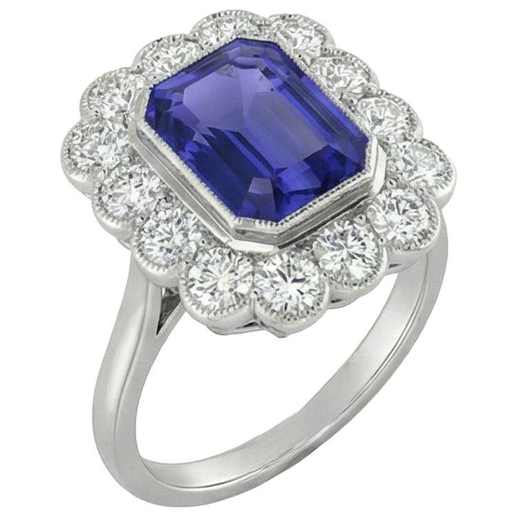 Bague Cocktail Tanzanite Style Vintage